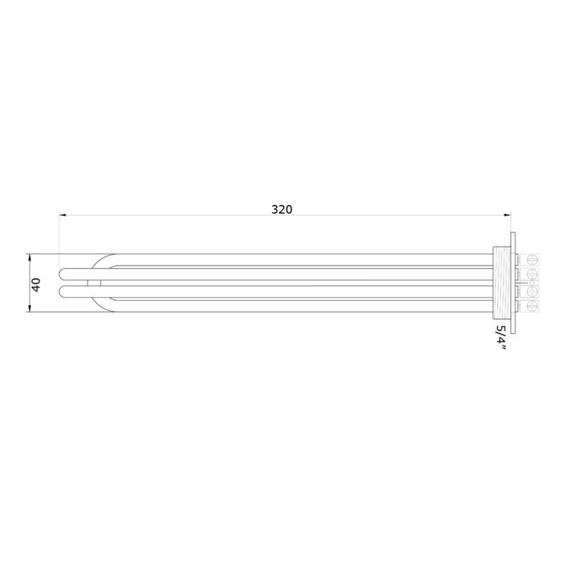 Grzałka do ogrzewacza wody 3kW (3x1kW), G 1 1/4" G 1 1/2" L=320mm